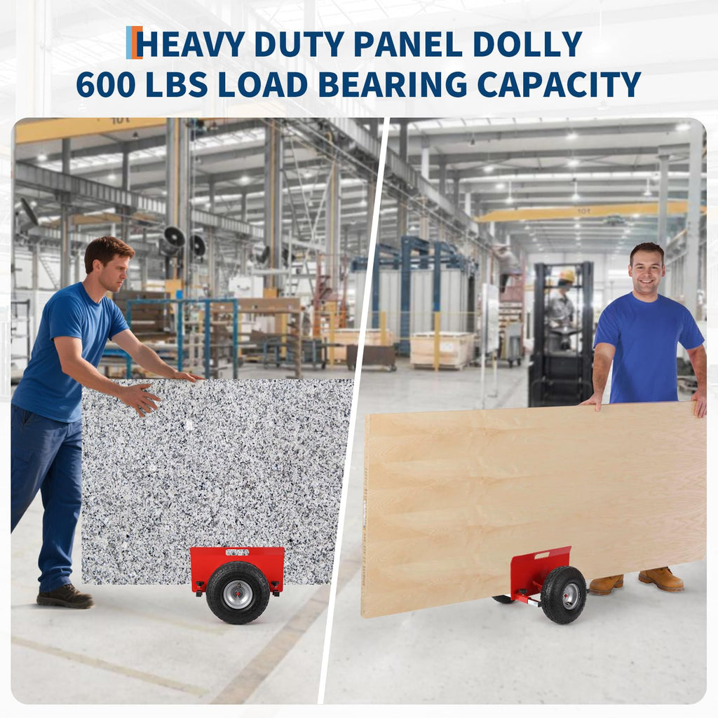 Garvee Panel Dolly Drywall Mover 600 LBS Capacity Adjustable Clamp 10 Inflatable Tires Alloy Steel Anti-Scratch Mats All Terrain Transport