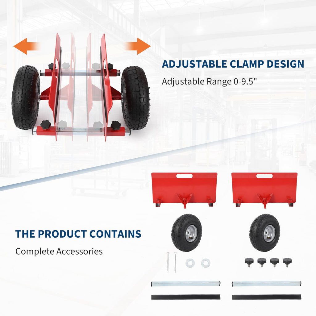 Garvee Panel Dolly Drywall Mover 600 LBS Capacity Adjustable Clamp 10 Inflatable Tires Alloy Steel Anti-Scratch Mats All Terrain Transport