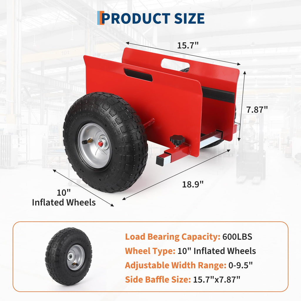 Garvee Panel Dolly Drywall Mover 600 LBS Capacity Adjustable Clamp 10 Inflatable Tires Alloy Steel Anti-Scratch Mats All Terrain Transport